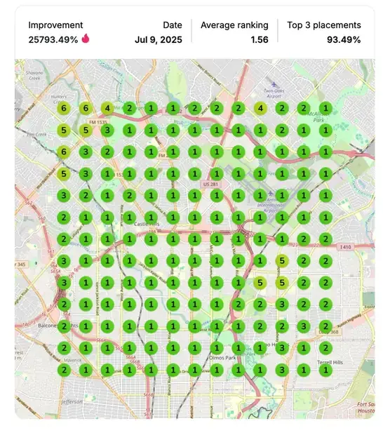 Google Maps ranking grid after for "med spa weight loss near me", Med spa and weight loss clinic