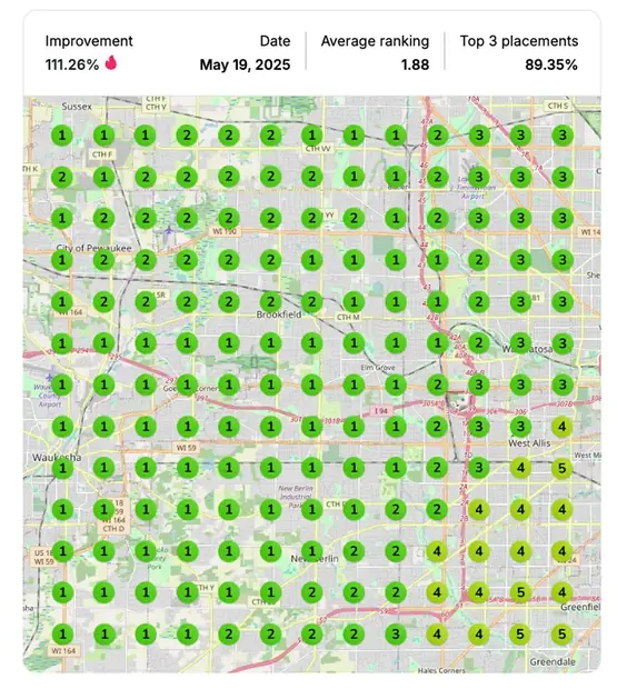 Google Maps ranking grid after for "best tattoo removal", Laser & body contouring