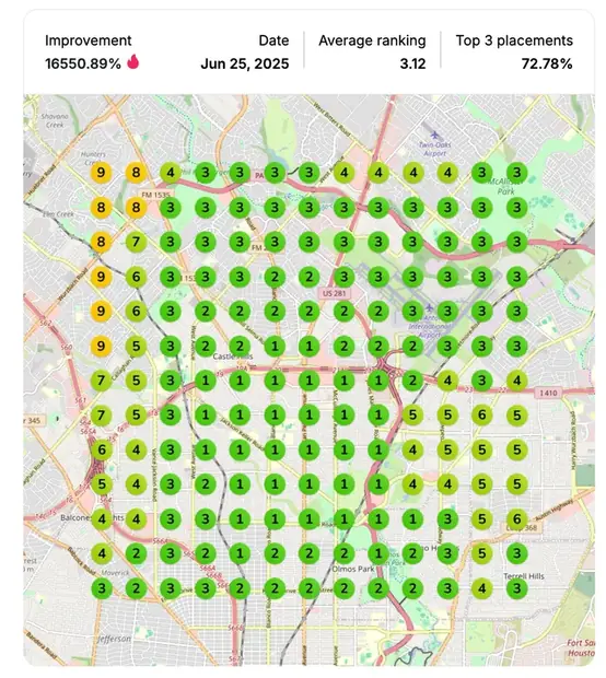 Google Maps ranking grid after for "tirzepatide weight loss near me", Med spa / weight loss