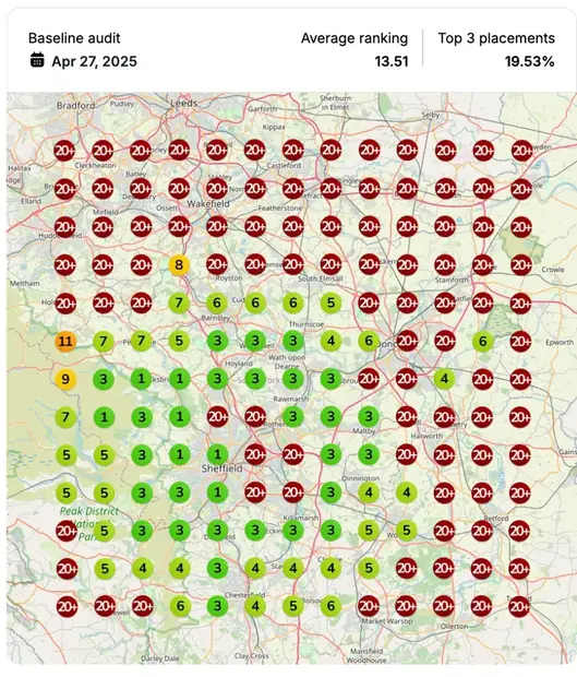 Google Maps ranking grid before for "affordable marquee hire", Event hire