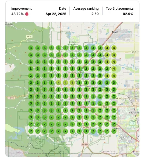 Google Maps ranking grid after for "nad injections", IV therapy