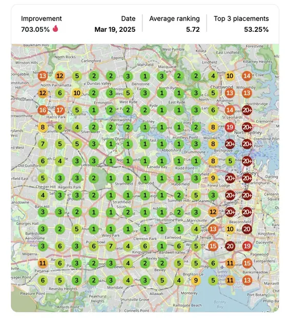 Google Maps ranking grid after for "private massage", Massage therapy