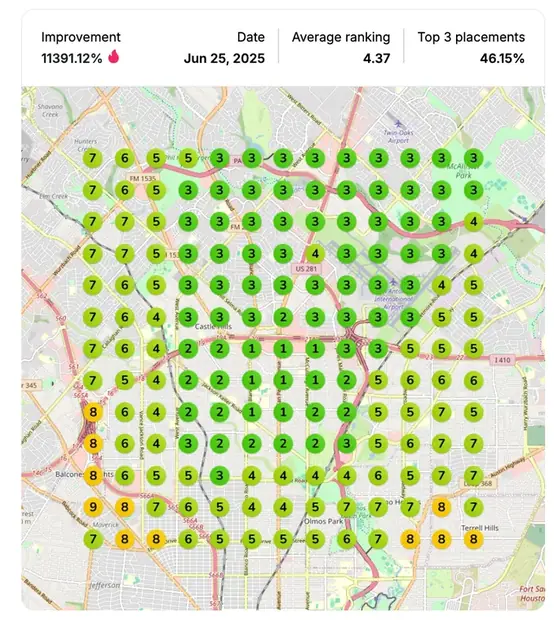 Google Maps ranking grid after for "tirzepatide shots for weight loss", Med spa / weight loss