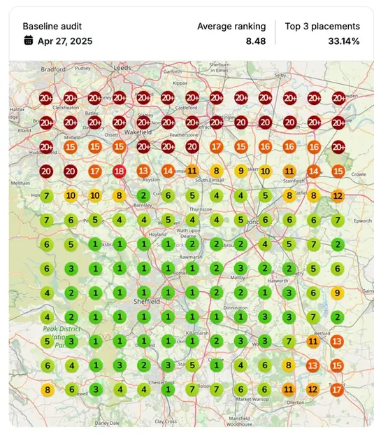Google Maps ranking grid before for "wedding tent rental", Event hire