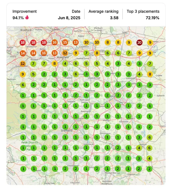 Google Maps ranking grid after for "wedding tent rental", Event hire