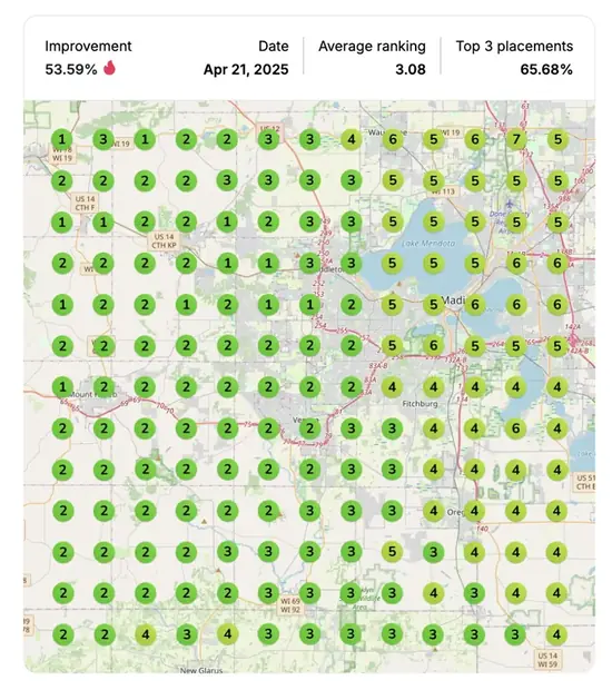 Google Maps ranking grid after for "laser sculpting", Laser & body contouring