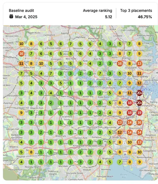 Google Maps ranking grid before for "massage class for couples", Massage therapy