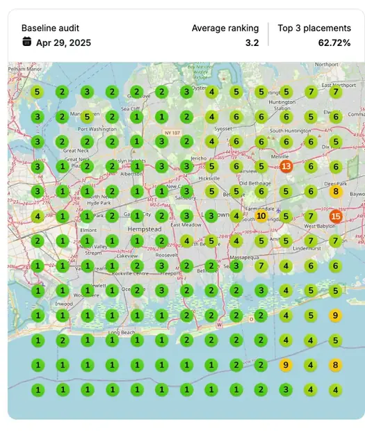 Google Maps ranking grid before for "private soccer training", Youth sports coaching