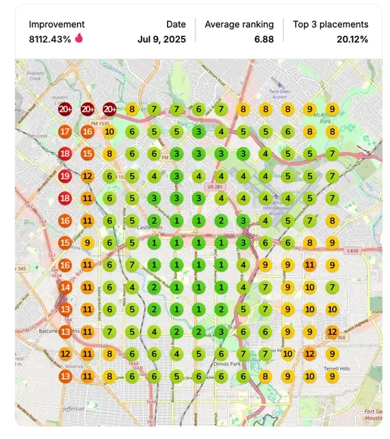 Google Maps ranking grid after for "weight loss clinic", Med spa / weight loss