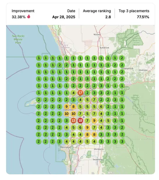 Google Maps ranking grid after for "building company", Home builder