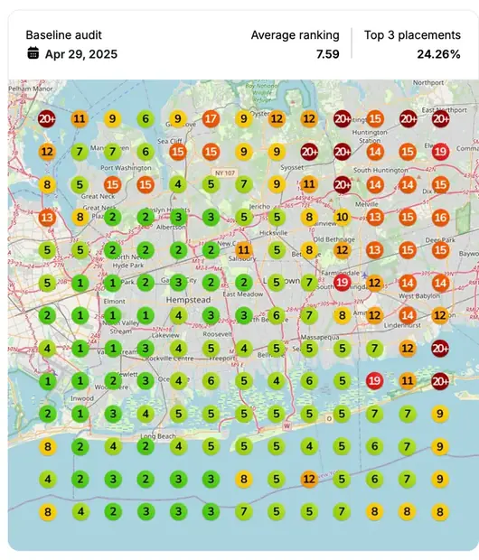 Google Maps ranking grid before for "soccer coaching", Youth sports coaching
