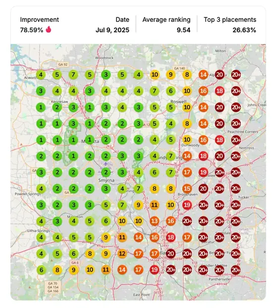 Google Maps ranking grid after for "cctv installation near me", Security / CCTV