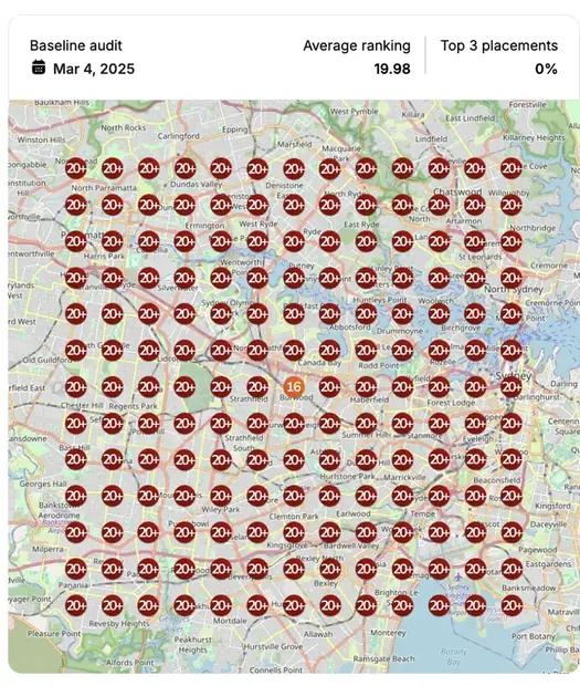 Google Maps ranking grid before for "massage [city]", Massage therapy