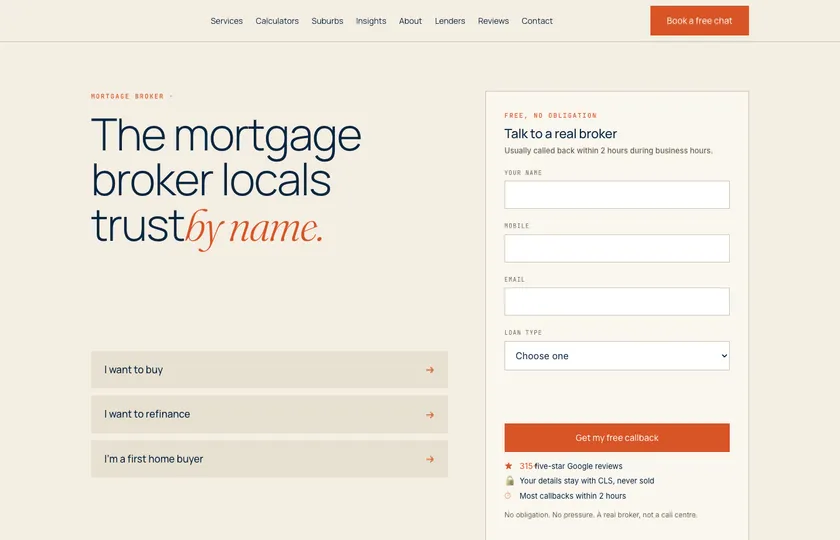Mortgage broker website built by Rank on Maps