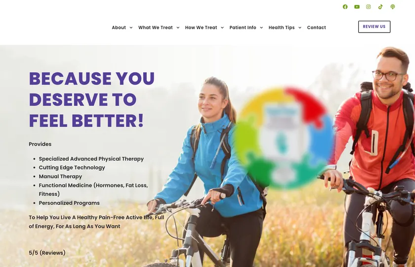 Physical therapy clinic website built by Rank on Maps