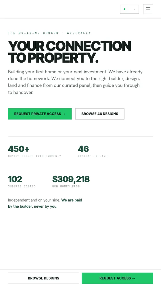 Property services website on mobile, built by Rank On Maps